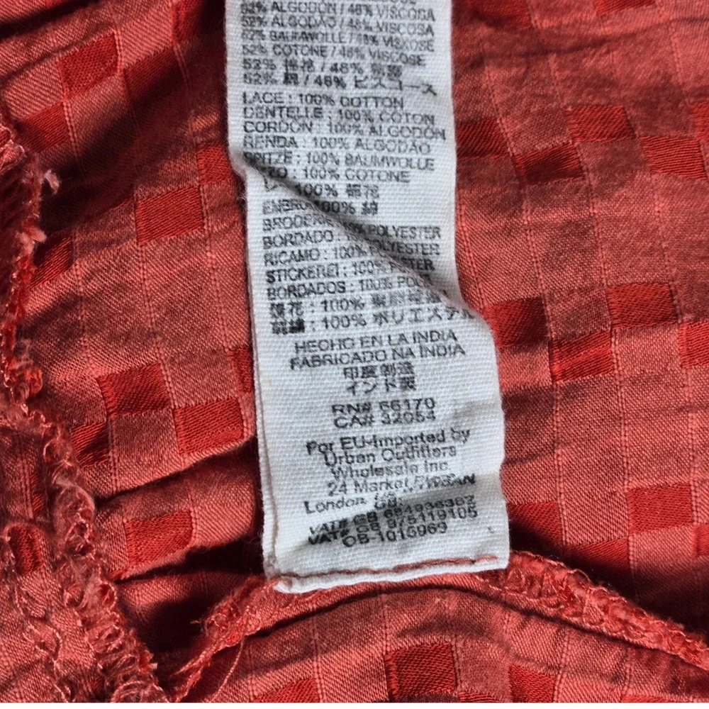 Free People Elisa Tunic Tank Top XS Coral‎ Orange Lace Trim Halter Sleeveless